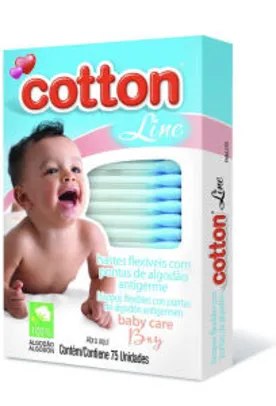 [Prime] Hastes Flexíveis Baby Care Boy - 75 unid., Cotton Line | R$1,24