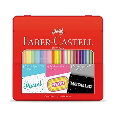 Saindo por R$ 35: Kit Lápis de Cor Pastel + Neon + Metálico, Faber-Castell, EcoLápis, KIT/CORES, 24 Cores | Pelando