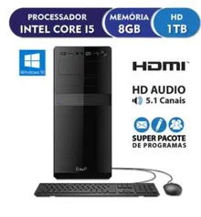 Computador Desktop EasyPC Intel Core i5 8GB HD 1TB Windows 10 - R$ 1689