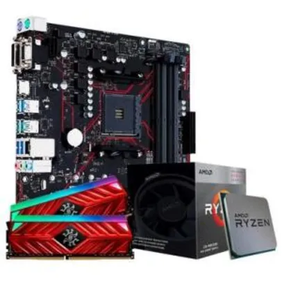 Placa-Mãe Asus Prime B450M Gaming/BR + Processador AMD Ryzen 5 3400G + Memória XPG Spectrix D41, RGB, 16GB (2x8GB)