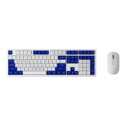 [App] Kit Teclado e Mouse Sem Fio Akko, Bluetooth, ANSI, Branco e Azul