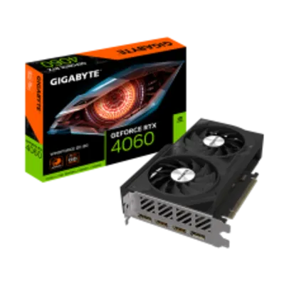 Placa de Vídeo Gigabyte NVIDIA GeForce RTX 4060 WINDFORCE OC, 8GB,GDDR6, DLSS, Ray Tracing, GV-N4060WF2OC-8GD