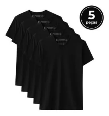 Kit 5 Camisetas Básica Gola V - Basicamente By Malwee | R$14 cada