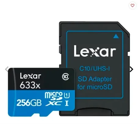 Cartao de Memoria Lexar Blue Series, 256GB, A1,V30,U3, MicroSDXC UHS-I + Adaptador, LSDMI256BBNL633A