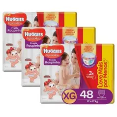 Fralda Huggies Turma da Mônica Roupinha Supreme Care Tamanho XG - 144 Unidades | R$ 105 [R$ 0,72 tira]