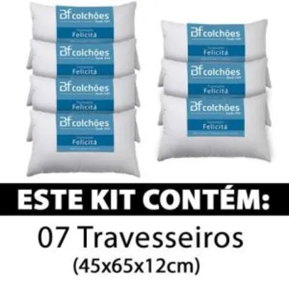 [App + Cliente Ouro + MagaluPay] Kit 7 Travesseiro Fibra Siliconada Antialérgico 45x65cm BF Colchões | R$70