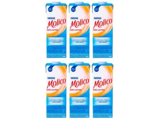 Kit Leite Desnatado Zero Lactose Molico 1L - 6 Unidades