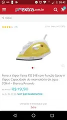 Ferro a Vapor Fama FSI 148 com Função Spray e Vapor, Capacidade do reservatório de água 200ml – Branco/Amarelo por R$ 20