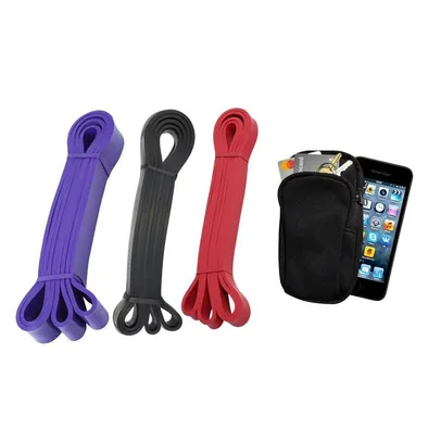 Kit 3 Super Band Elástico Fitness + 1 Braçadeira Celular Netshoes Premium