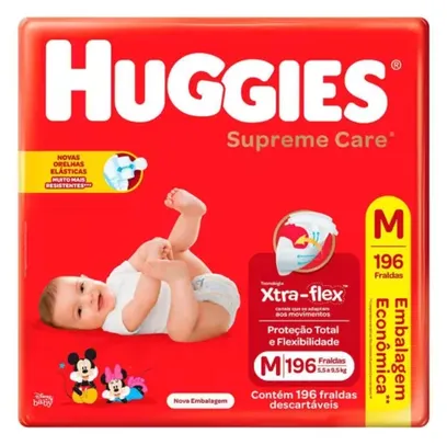 Fralda Huggies Supreme Care Tamanho M 196 Fraldas Descartáveis