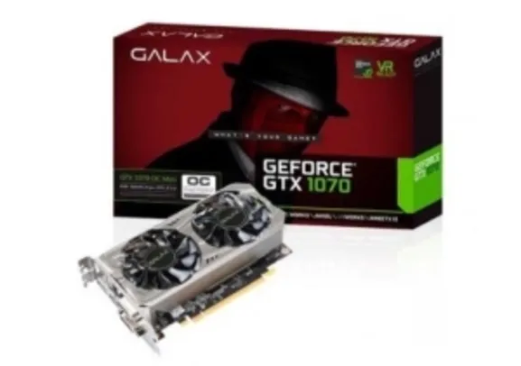 Placa de Vídeo Galax Geforce GTX 1070 OC Mini 8GB GDDR5 256-Bit, 70NSH6DVO5MN R$1499