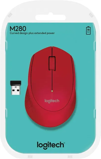 Foto do produto Logitech Mouse Sem Fio M280 - Vermelho