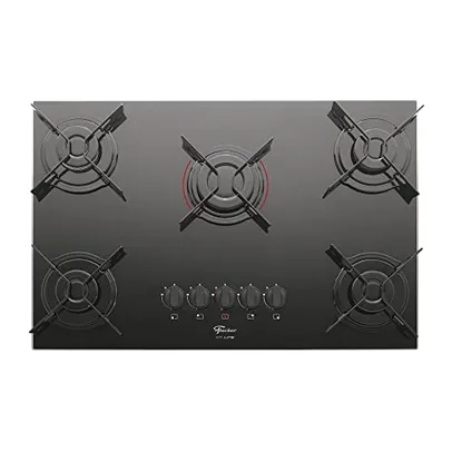 (Missão R$365,66)FISCHER COOKTOP À GÁS 5 BOCAS FIT LINE MESA VIDRO PRETO BIVOLT - 26343-57174