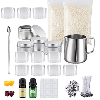 Kit de fabricação de velas faça você mesmo, conjunto completo para iniciantes, incluindo pote de cera de abelha.