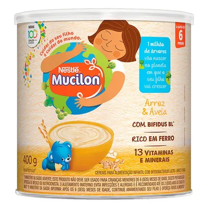 [Leve 3 pague 2]Cereal Infantil MUCILON Arroz e Aveia 400g | R$ 6,36