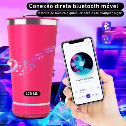 Copo Térmico 420ml Tampa Abridor Cerveja Caixa Som Bluetooth