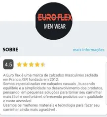 Toda loja de calçados Euro Flex 45% Ame (todos prime).