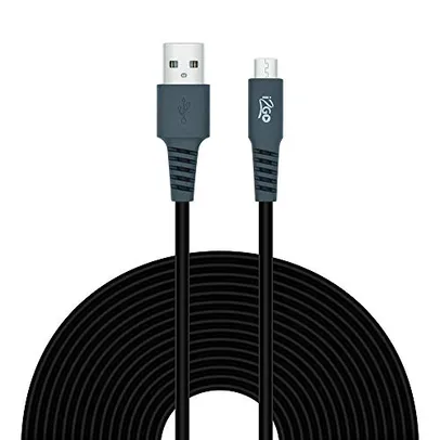 Cabo Micro USB I2GO 3m 2,4A PVC Flexível Preto Com Cinza - I2GO Plus