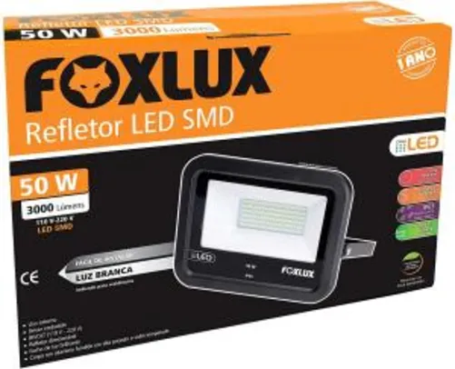 Refletor Led 50w 6500k Preto Bivolt Foxlux Foxlux - R$80