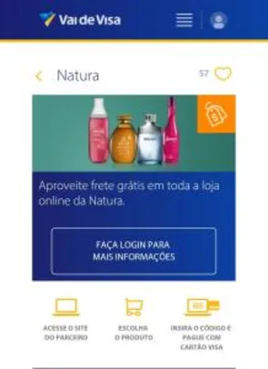 (VAI DE VISA) Frete grátis em toda loja online Natura