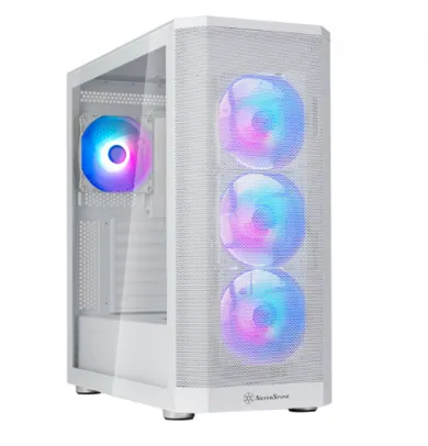 Gabinete Gamer SilverStone Fara 514X, ARGB, Mid Tower, Vidro Temperado, ATX, Com 4 Fans, Branco, SST-FA514X-WG