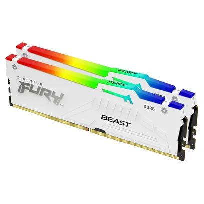 Foto do produto KF564C32BWAK2-64 - Kit De Módulos De Memória De 64GB (2 X 32GB) DIMM Ddr5 6400mhz Fury Beast White Rgb 1,4V CL32 2Rx8 288 Pinos Para Desktop / Gamers