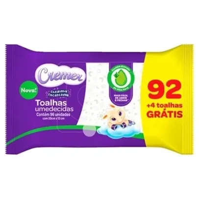 Toalhas Umedecidas Cremer Aloe Vera - Embalagem com 96 Toalhas