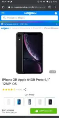 iPhone XR Apple 64GB Preto 6,1” 12MP iOS | R$ 3124
