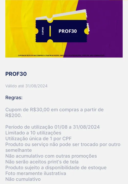 Imagem na descrição da promoção