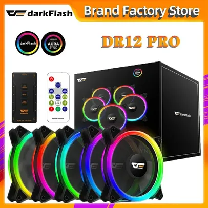 (Todos Usuários) Kit com 8 fans Algo Darkflash Dr12 Pro + Controladora | R$260