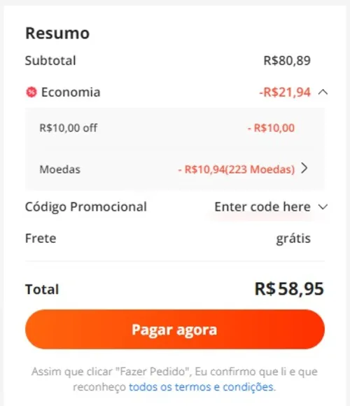 Imagem na descrição da promoção