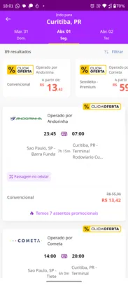 ClickBus | Passagens de SP para Curitiba (01/04)