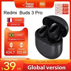 Xiaomi redmi buds 3 pro tws bluetooth fones de ouvido sem fio | R$200