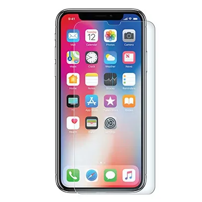 Geonav Pelicula de vidro premium para iPhone X/XS, transparente, proteção de superfície oleofóbica e hidrofóbica, alta transparência