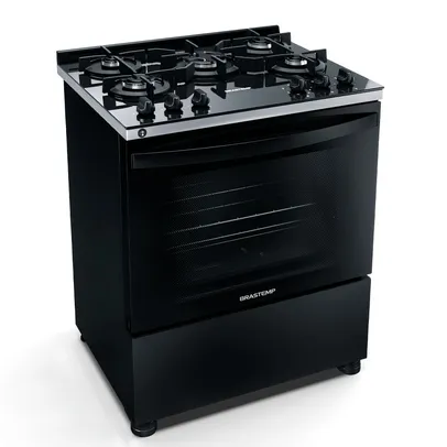 Fogão Brastemp 5 Bocas Preto Com Mesa de Vidro e Turbo Chama