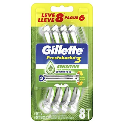 [Prime] Aparelho de Barbear Descartável Gillette Prestobarba3 - 8 unidades