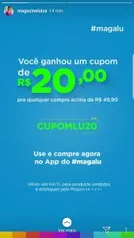 20 reais de desconto para compra acima de 49,90