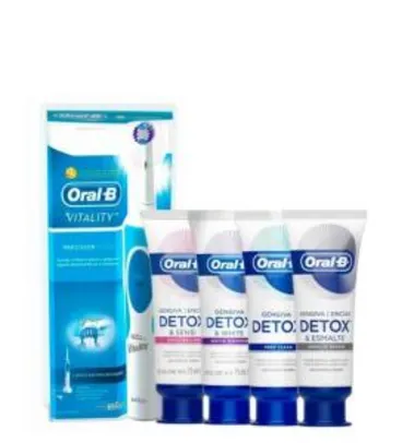 Kit Oral-B Escova Dental Elétrica D12 Vitality 220v + 4 Creme Dental Oral B