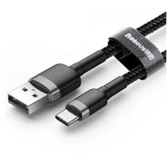 Cabo Usb Para Usb Tipo C, Baseus, 3 metros, preto e cinza, carregamento turbo | R$33