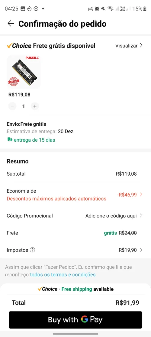 Imagem na descrição da promoção