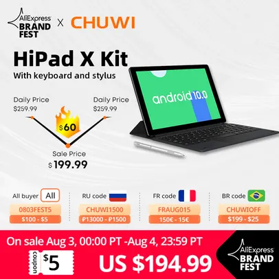 Tablet Hipad x 10.1 Polegadas 4 GB RAM / 128G ROM R$ 1061