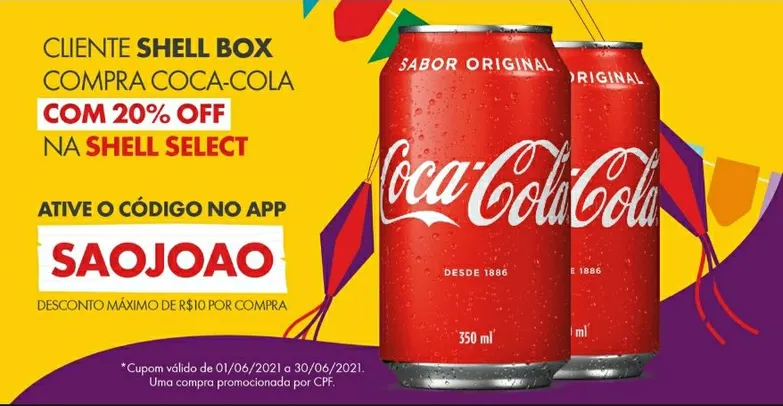 20% OFF em Coca Cola na Shell Select