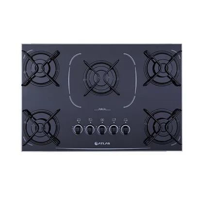 Cooktop a Gás Atlas 5 Bocas Agile Up com Mesa de Vidro Bivolt - Preto