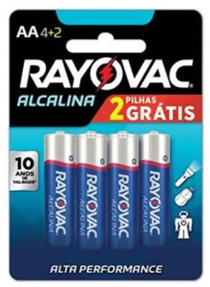 Pilha, Rayovac, 20871, Azul, AA, Pequena, pacote de 6 C/ FRETE GRÁTIS PRIME