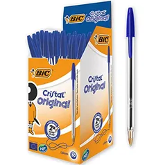 Caneta Esferográfica BIC Cristal Original Dura Mais, Azul, Ponta Média de 1.0mm, 835205, 50 unidades