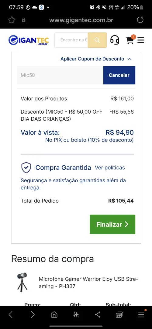 Imagem na descrição da promoção