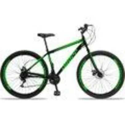Bicicleta Aro 29 DROPP AÇO 21v Marchas com Freio a Disco Mecânico - Preto e verde