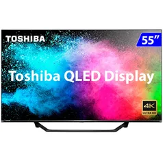 Smart TV Toshiba qled 55 Polegadas 4K uhd Wi-Fi Vidaa Comando de Voz TB001