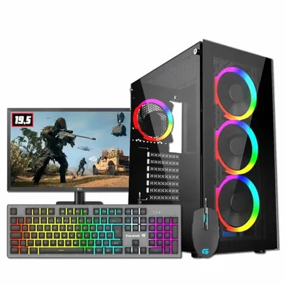 PC GAMER MONTADO AMD RYZEN 5 5600GT+A520M+16GB DDR4+SSD 480GB+500W+GAB GAMER RGB+MONITOR 19,5"+TECLADO E MOUSE GAMER