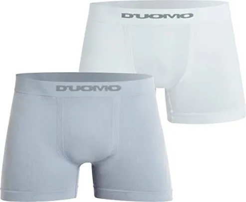 Kit 2 Cuecas Boxer Microfibra, Duomo, Masculino, Cinza/Branco, G